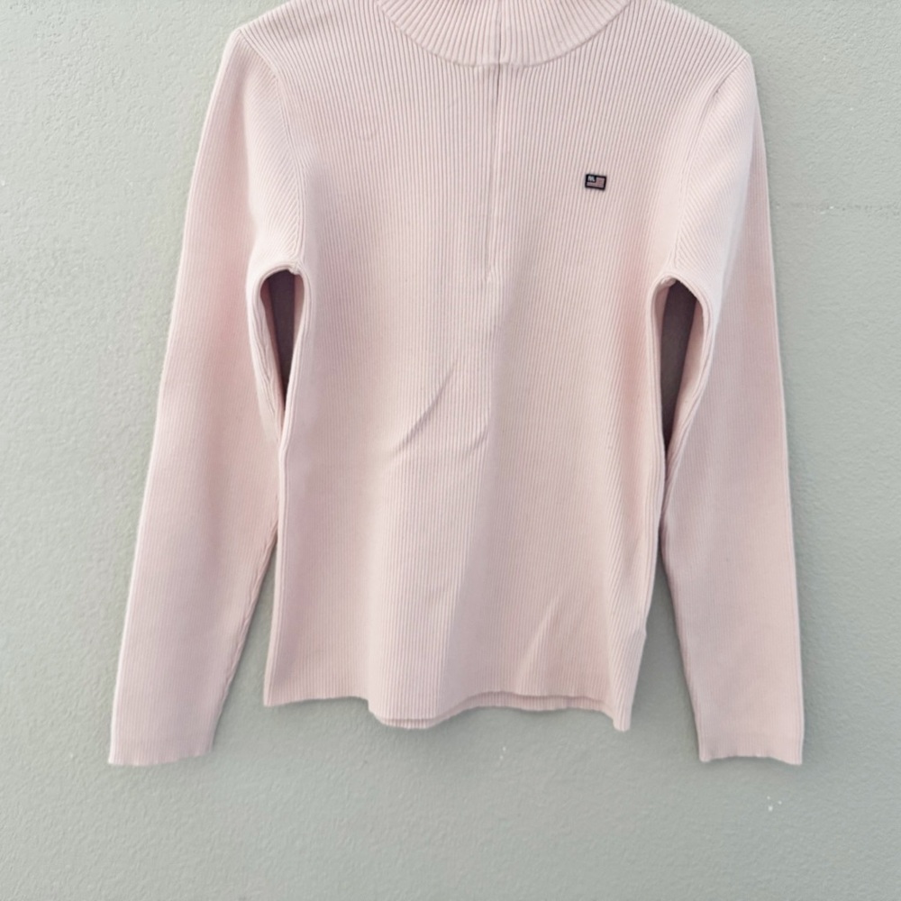 Vintage Ralph Lauren Polo Jeans Ribbed Mock Zip Sweater RL USA Flag Patch Y2K 90 - Picture 7 of 12